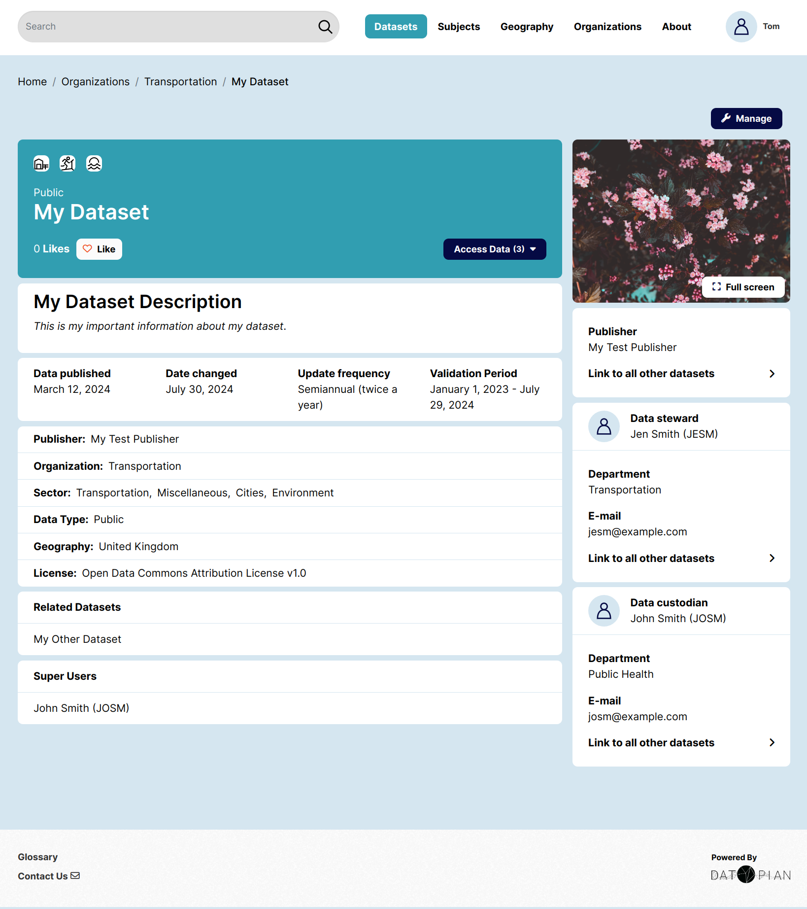 Dataset Metadata Page